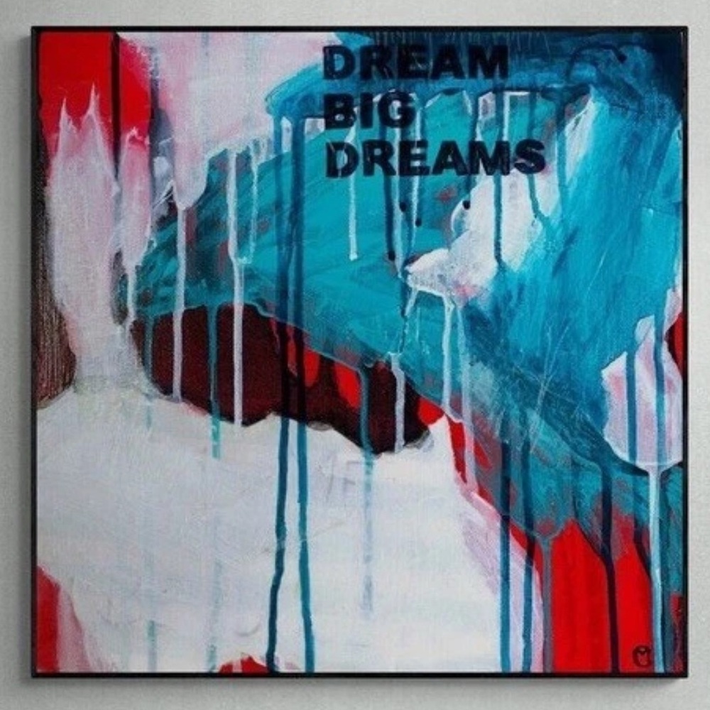 Dream Big Dreams Modern Abstract Painting Handmade 12"x12" Motivational Wall Art